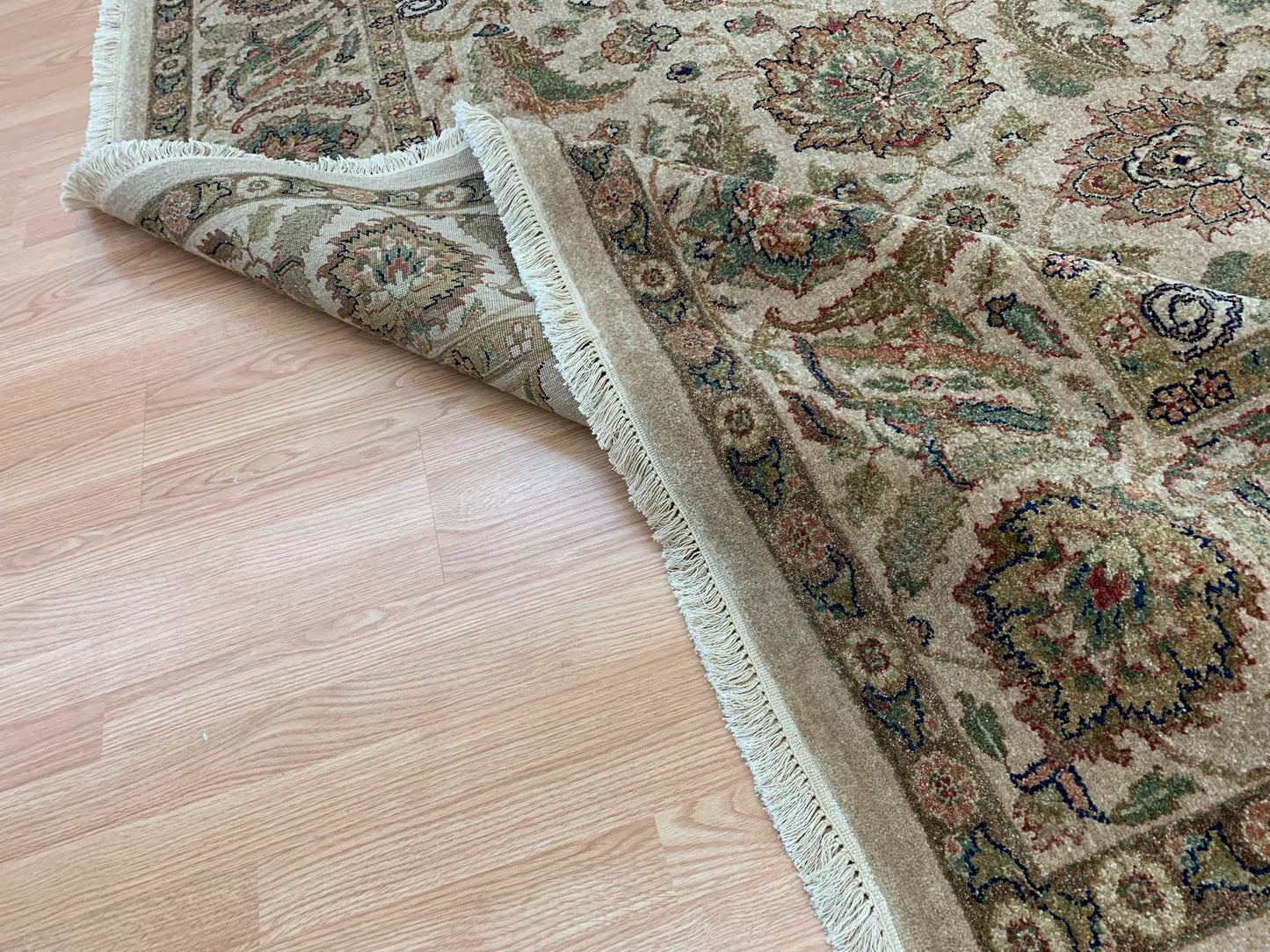 Hand-Knotted Wool Beige Kashan Rug (8'x9'9")