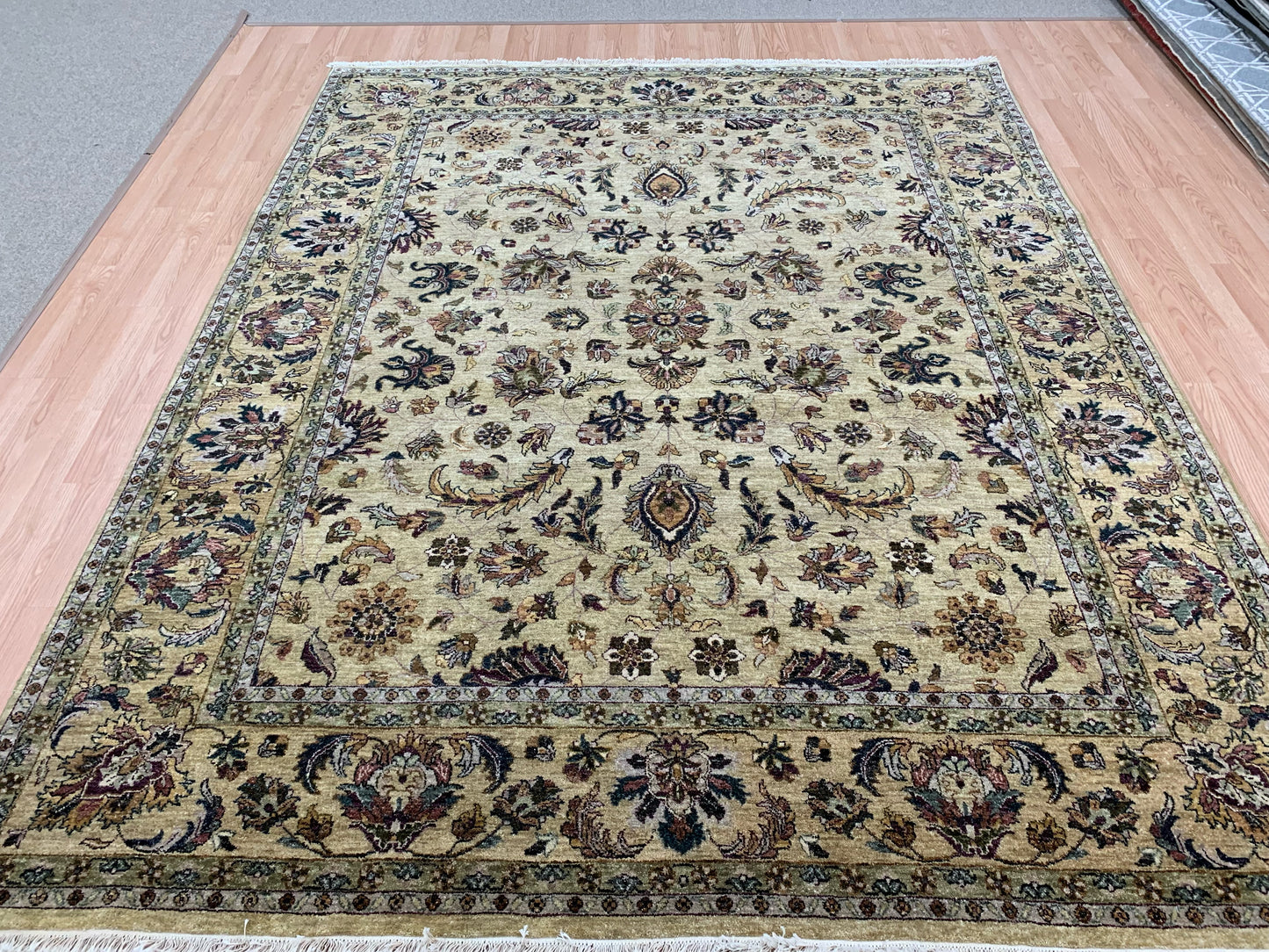 Vintage Hand-Knotted Wool Gold Peshawar Rug (8'2"x10')