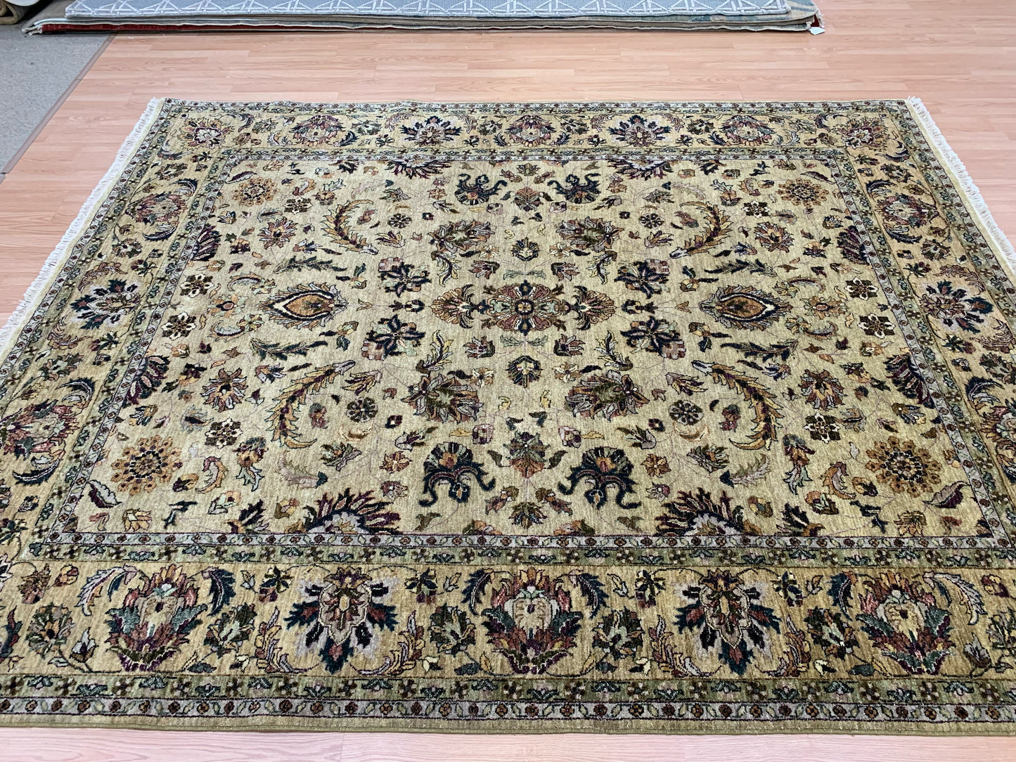 Vintage Hand-Knotted Wool Gold Peshawar Rug (8'2"x10')