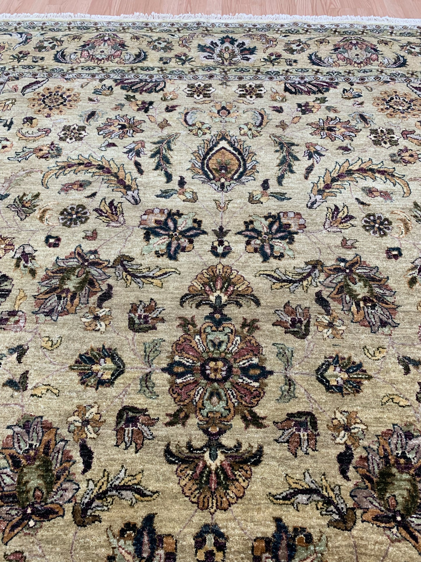 Vintage Hand-Knotted Wool Gold Peshawar Rug (8'2"x10')