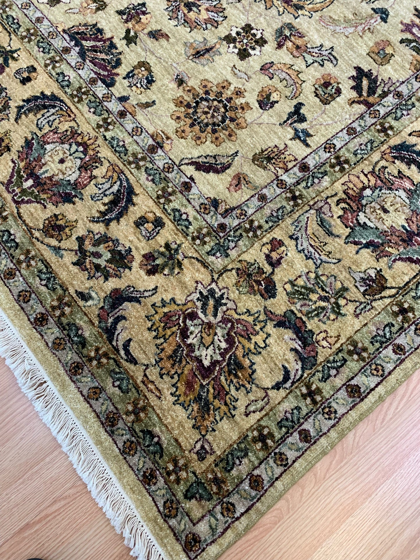 Vintage Hand-Knotted Wool Gold Peshawar Rug (8'2"x10')