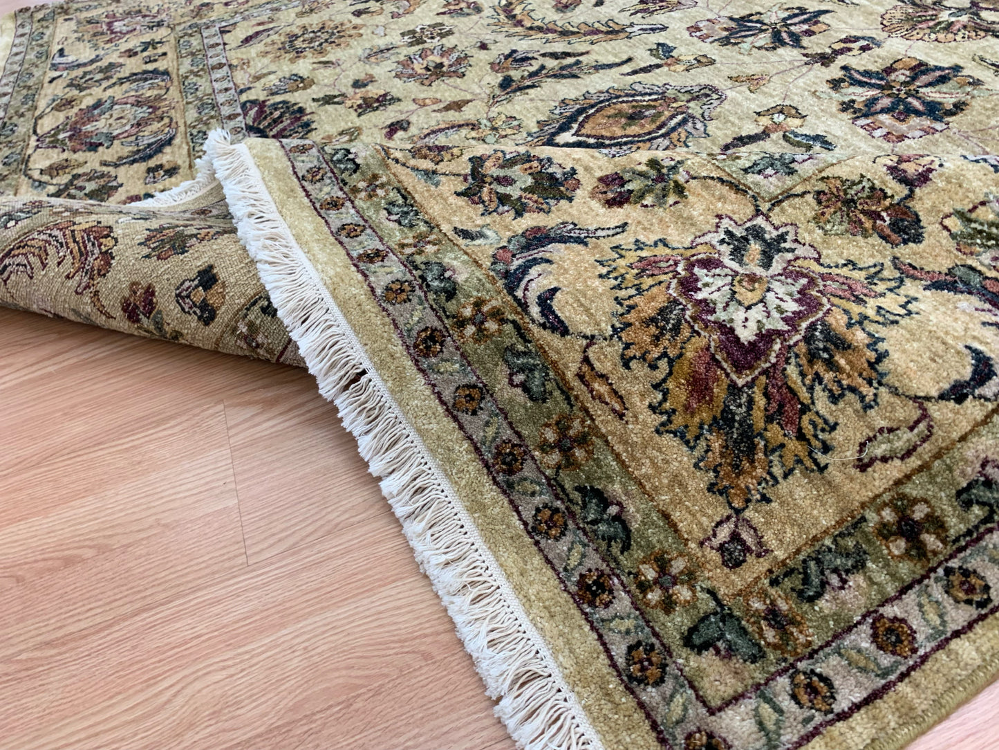 Vintage Hand-Knotted Wool Gold Peshawar Rug (8'2"x10')