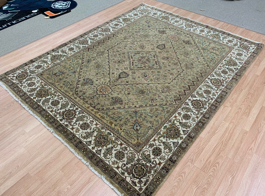 Hand-Knotted Wool Gold Maduri Rug (8'x10'1")