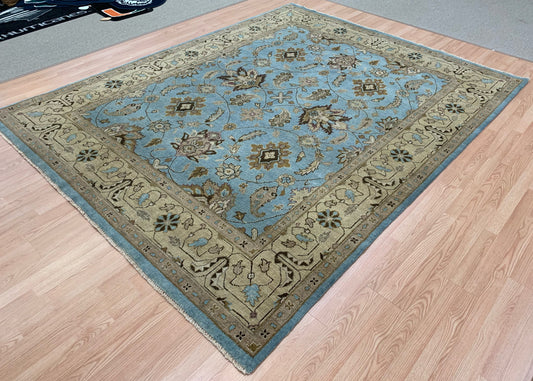 Hand-Knotted Wool Lt Blue Oushak Rug (7'11"x10'1")