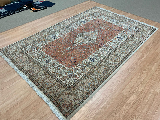 Semi-Antique Hand-Knotted Wool Persian Tabriz Rug (6'7"x9'11")